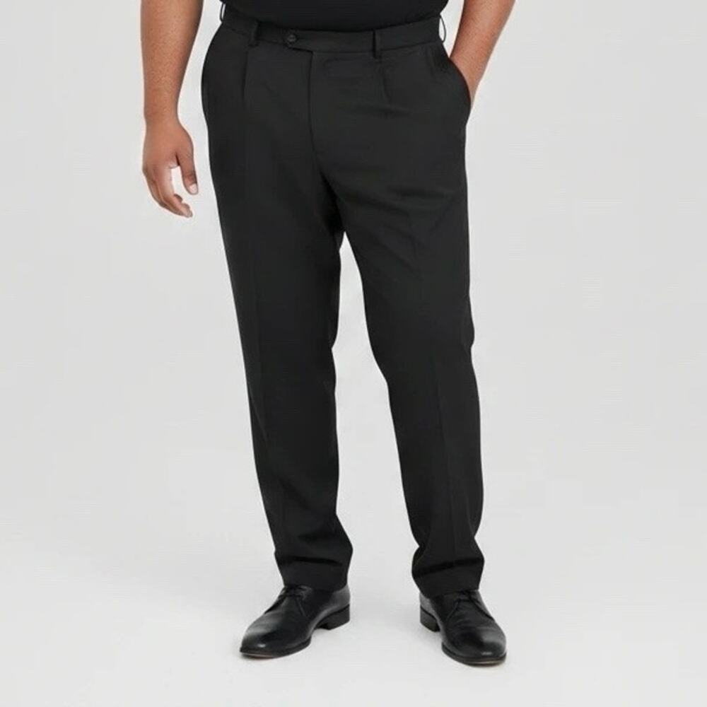 Perry Ellis Portfolio Men’s 34/29 Black Plated Dress Pants Formal Wear Pants